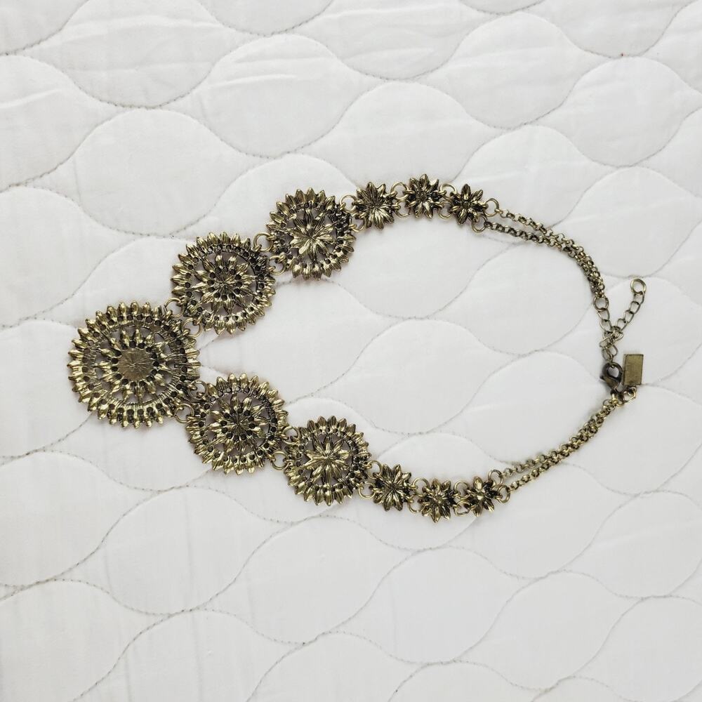 VTG Simple Addiction 70s Style Coral Medallions Necklace Claw Clasp Statement PC - Picture 6 of 6